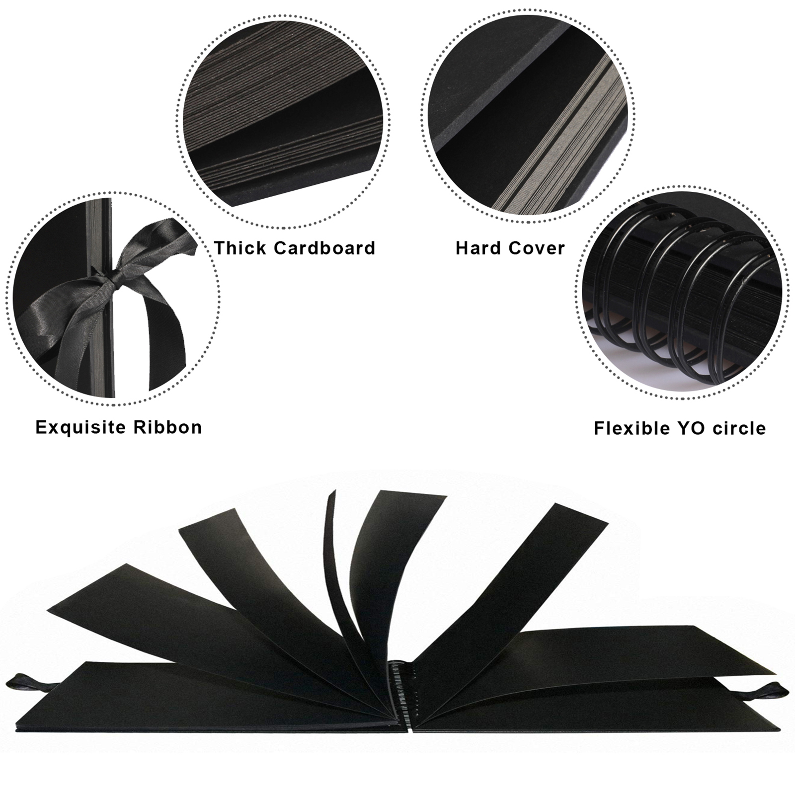 FUNVCE Scrapbook Photo Album 80 Black Pages Memory Books 11.8 x 8.2 inch A4 Craft Paper DIY Scrapbooking Photo Albums with 12 Metalic Marker Pens for Anniversary Birthday Friends Childrens Gift